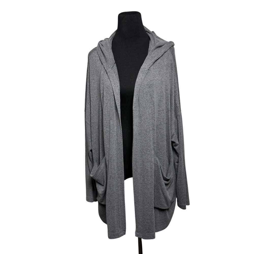 Young Fabulous & Broke Gray Cardigan Women’s L Hooded Open Front Long Pockets
